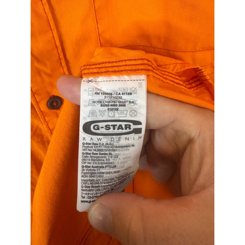 G-Star Raw Mens Work Lamond Shirt S/S Orange Button Down Large 311210032 - Picture 5 of 8